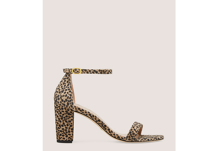 Stuart Weitzman,Nearlynude Strap Sandal,Sandal,Cheetah suede,Cheetah,Front View