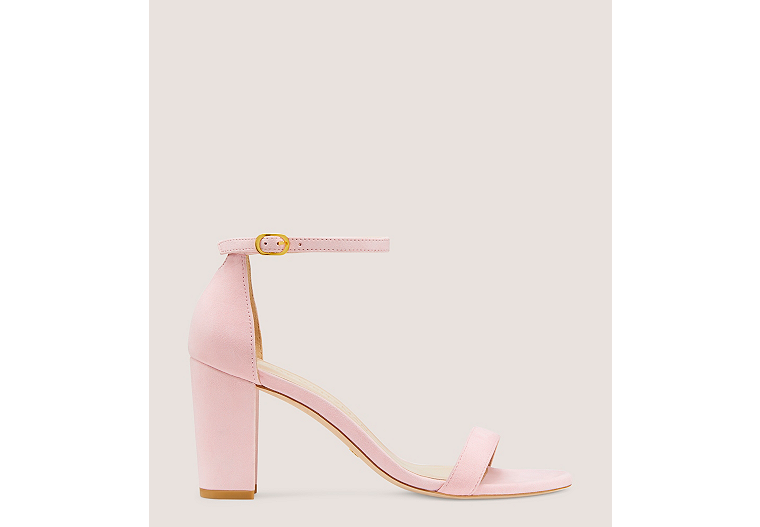 Stuart Weitzman,NEARLYNUDE,Sandal,Suede,Cotton Candy,Front View
