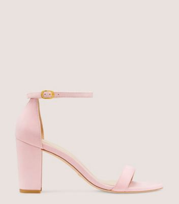 Stuart Weitzman,NEARLYNUDE,Sandal,Suede,Cotton Candy,Front View