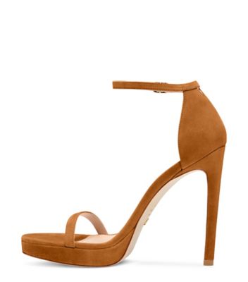 Stuart Weitzman,Nudist Disco,Sandal,Suede,Nougat