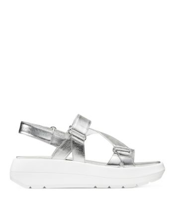 black sandals with silver accents