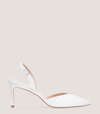 Sagaa White Pointed-Toe Slingback Pumps