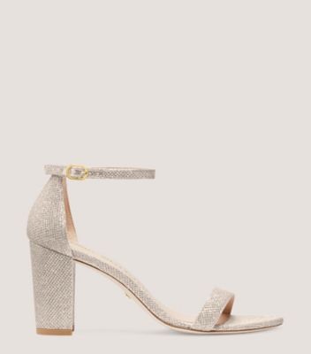 quiz silver diamante mid heel sandals