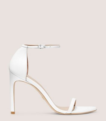 Stuart Weitzman,Nudistsong Strap Sandal,Sandal,Leather,White,Front View