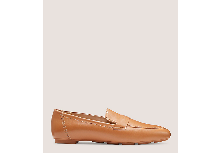 Stuart Weitzman,Jet Loafer,Loafer,Calf leather,Tan,Front View