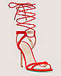 Stuart Weitzman,Soiree 100 Lace-Up Sandal,Sandal,Suede,Coral,Side View