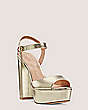 Stuart Weitzman,Ryder 95 Platform Sandal,Sandal,Liquid Metallic Leather,Platino Gold,Side View