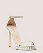 Stuart Weitzman,Nudistdisco Pearl Platform Sandal,Sandal,Fine glitter,Platino Gold,Side View