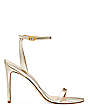 Stuart Weitzman,Barelynude 100 Sandal,Sandal,Liquid Metallic Leather,Platino Gold,Front View