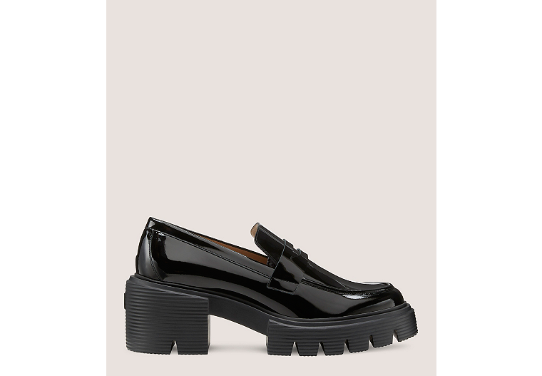 Stuart Weitzman,SOHO LOAFER,Loafer,Patent leather,Black,Front View