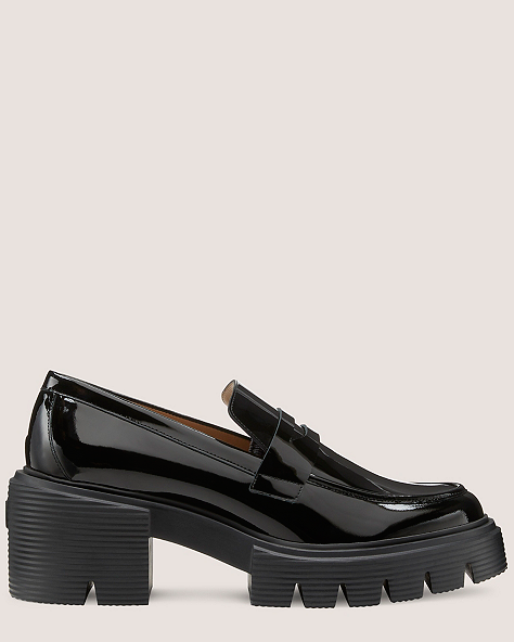 Stuart Weitzman,SOHO LOAFER,Loafer,Patent leather,Black,Front View