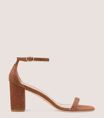 Stuart Weitzman Nudistcurve 75 Block Shine Sandal In Cappuccino