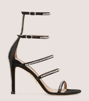Stuart Weitzman Nudistglam Embellished Stiletto Gladiator Sandals In Black