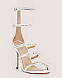 Stuart Weitzman,Nudistglam 100 Gladiator Sandal,Sandal,Satin & crystal,White & Clear,Side View