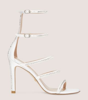 Shop Stuart Weitzman Nudistglam 100 Gladiator Sandal The Sw Outlet In White & Clear