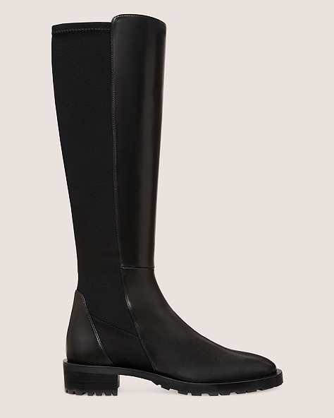 Stuart Weitzman,5050 KNEE-HIGH LUG BOOT,Boot,Nappa leather,Black,Front View