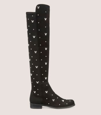 Stuart Weitzman,Disney X SW  5050 Boot,Boot,Suede & crystal,Black & Clear,Front View