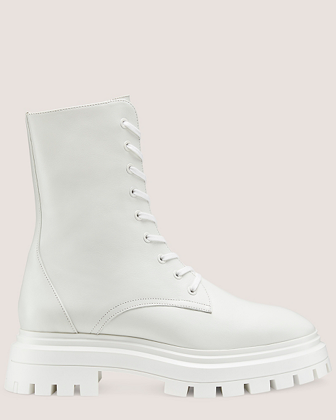 Bedford Sleek Lace-Up Bootie, White Tonal, ProductTile