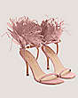 Stuart Weitzman,Plume 100 Sandal,Sandal,Suede & feather,Poudre,Angle View
