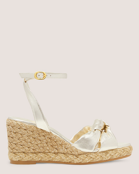 Playa Espadrille Knot Wedge, Platino & Natural, ProductTile