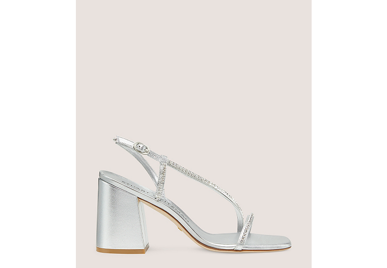 Soiree Crystal 85 Block Sandal, Silver & Clear, Product