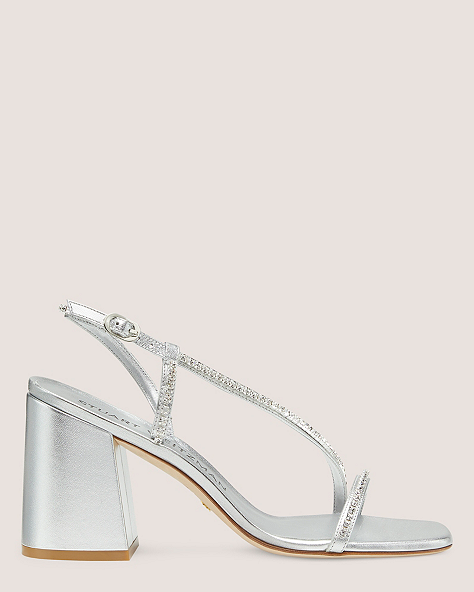 Soiree Crystal 85 Block Sandal, Silver & Clear, ProductTile