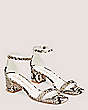 Stuart Weitzman,Simplecurve 50 Sandal,Sandal,Printed boa embossed leather,Cream & Oat,Angle View