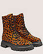 Stuart Weitzman,Bedford Sleek Lace-Up Bootie,Bootie,Spotted cheetah calf hair,Toffee,Angle View
