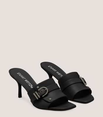 Stuart Weitzman,Maverick 75 Slide,Slide,Leather,Black,Angle View