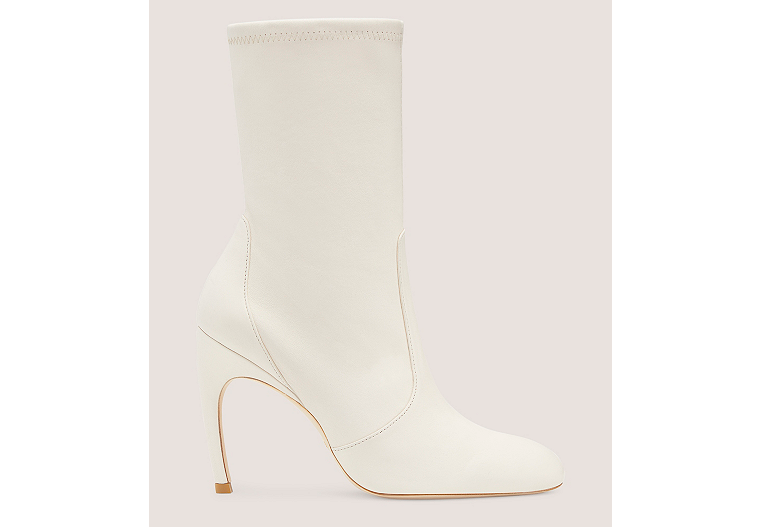 Stuart Weitzman,Luxecurve 100 Stretch Bootie,Bootie,Stretch Nappa Leather,Seashell,Front View