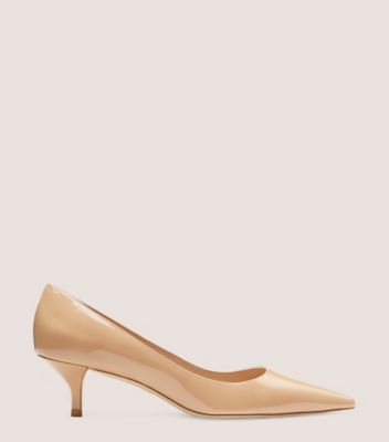 Stuart Weitzman Stuart Pointed Toe Kitten Heel Pumps In Adobe Beige