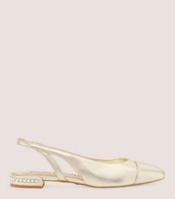 Stuart Weitzman Woman Ballet Flats Silver Size 9 Soft Leather In Light Gold