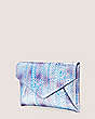Stuart Weitzman,The Loveletter Clutch,Clutch,Degradé Metallic Snake Leather,Lilac/Mykonos Blue,Side View