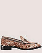 Stuart Weitzman,PALMER SLEEK LOAFER,Loafer,Crushed Velvet & Liquid Metallic Leather,Capuccino & Pyrite,Front View