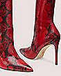 Stuart Weitzman,STUART 100 STRETCH BOOTIE,Bootie,Stretch Printed Python Embossed Leather,Lipstick Red,Detailed View