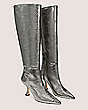 Stuart Weitzman,XCURVE 85 SLOUCH BOOT,Boot,Distressed Printed Metallic Snake Leather,Pyrite,Angle View