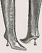 Stuart Weitzman,XCURVE 85 SLOUCH BOOT,Boot,Distressed Printed Metallic Snake Leather,Pyrite,Detailed View