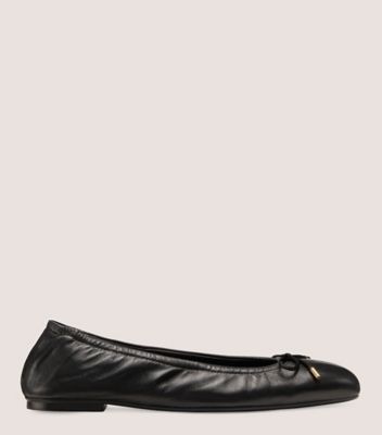 Stuart Weitzman,BARDOT BOW FLAT,Flat,Lacquered Nappa Leather,Black,Front View