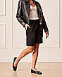Stuart Weitzman,BARDOT BOW FLAT,Flat,Lacquered Nappa Leather,Black,Shoe on tall model