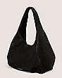 Stuart Weitzman,THE MODA HOBO BAG,Hobo bag,Textured Suede,Black,Side View