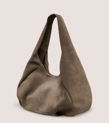 Stuart Weitzman,THE MODA HOBO BAG,Hobo bag,Textured Suede,Charcoal,Side View