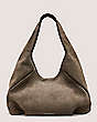 Stuart Weitzman,THE MODA HOBO BAG,Hobo bag,Textured Suede,Charcoal,Front View